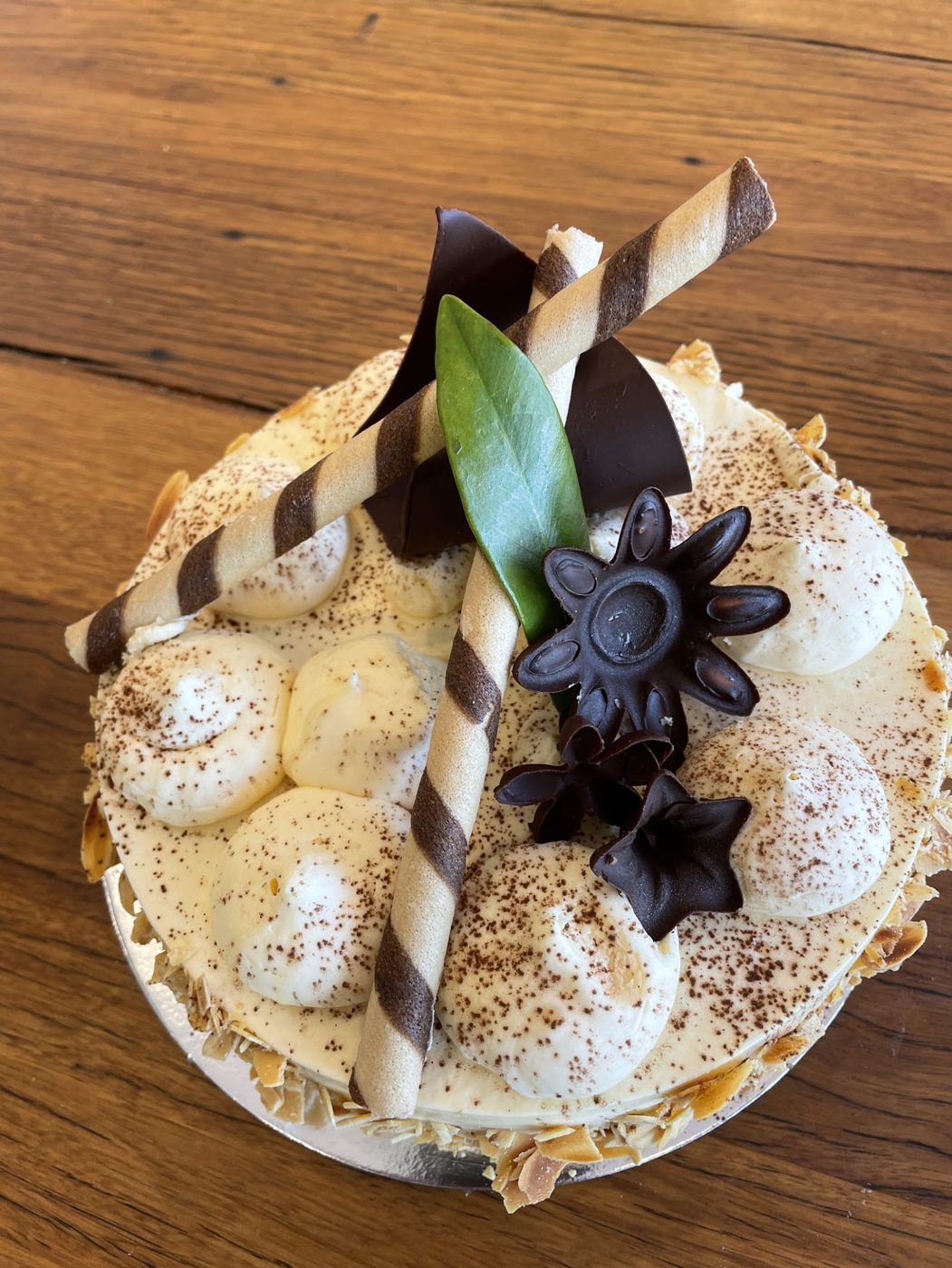Cake with chocolate decorations